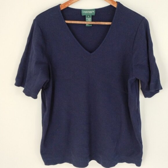 Lauren Jeans Co Ralph Lauren Short Sleeve Shirt Navy Size 1X Vintage Logo - Picture 1 of 7